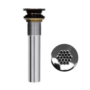 DESAGÜE DE BRONCE CROMADO 1 1/4″x8″ CON REJILLA Y REBOSE METUSA